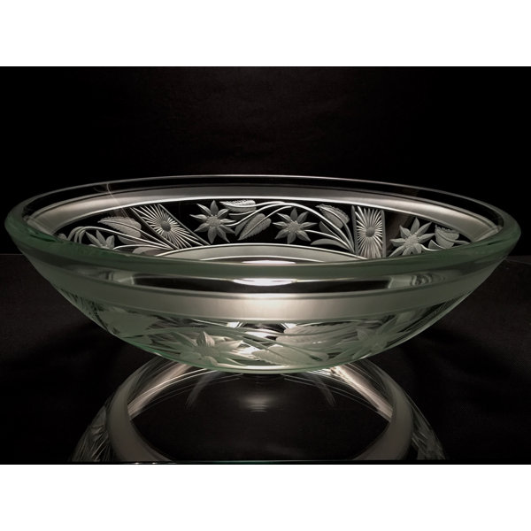 Elegant Glass Engraving Studio 16.5'' Clear Glass Circular Vessel